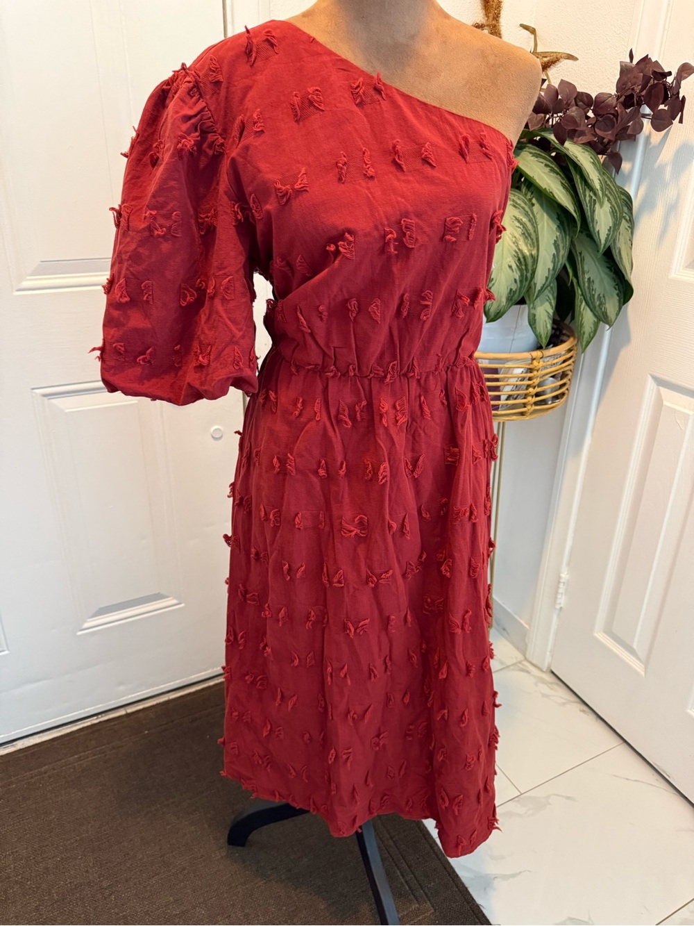 One-Shoulder Red Women's Dress